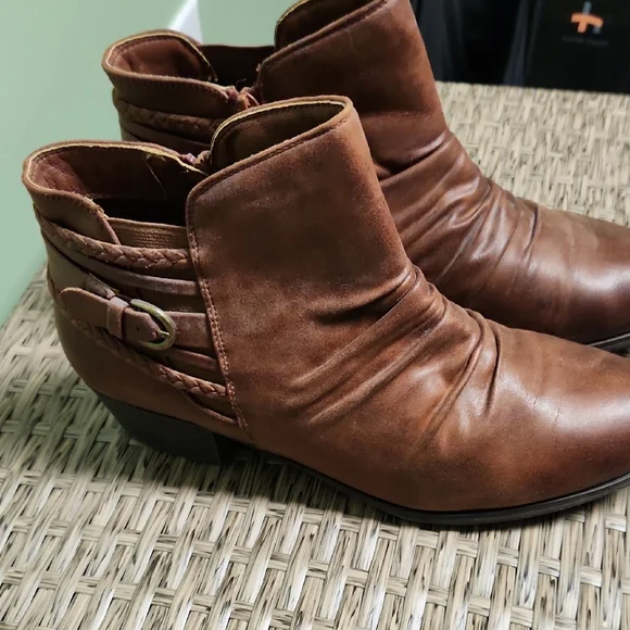 Yuu Chestnut Ankle Booties with Buckle Detail - Picture 6 of 6